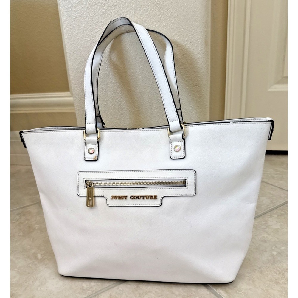 Juicy Couture Women's Saffiano Leather Tote White Shoulder Bag